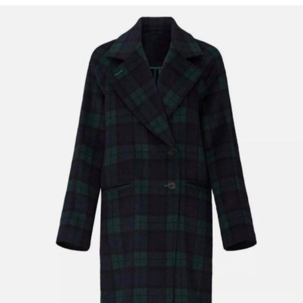 Avec Les Filles Plaid Coat in Green and Blue - Picture 4 of 6